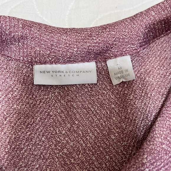 🌙New York & Company Heathered Pink Mauve Bow Sleeveless Blouse - Picture 2 of 6